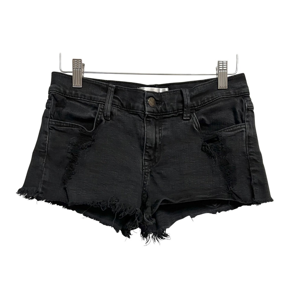 Wildfox Denim Shorts Womens 25 Black Distressed Cut Off Raw Hem Jean Hot Pants
